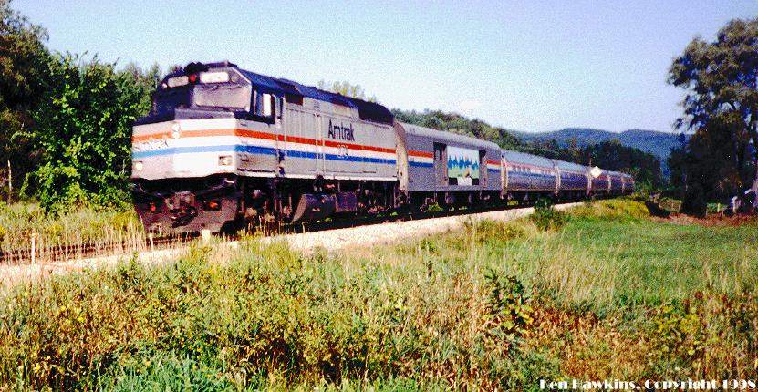 Photo of Amtrak's 274 leading the Vermonter out of South Royalton, VT
