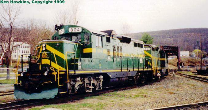 Photo of GMRC's 804 and 803 at Bellows Falls, VT.