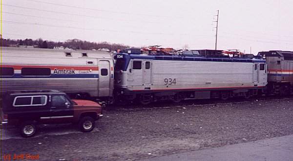 Photo of AEM-7 on test train