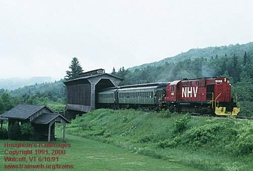 Photo of New Hampshire & Vermont Alco RS11 leads an eastbound passenger excursion - th...