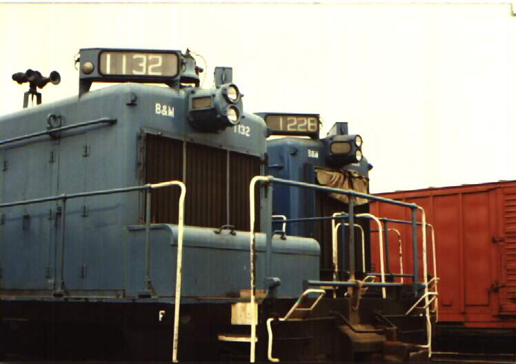 Photo of B&M Engines 1132, 1228, at Lowell, Ma  Aug 27, 1982