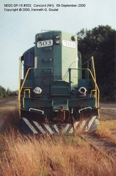 Photo of NEGS GP-18 #503;  Concord (NH);  09-September-2000;  back view