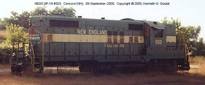 Photo of NEGS GP-18 #503;  Concord (NH);  09-September-2000;  left side view
