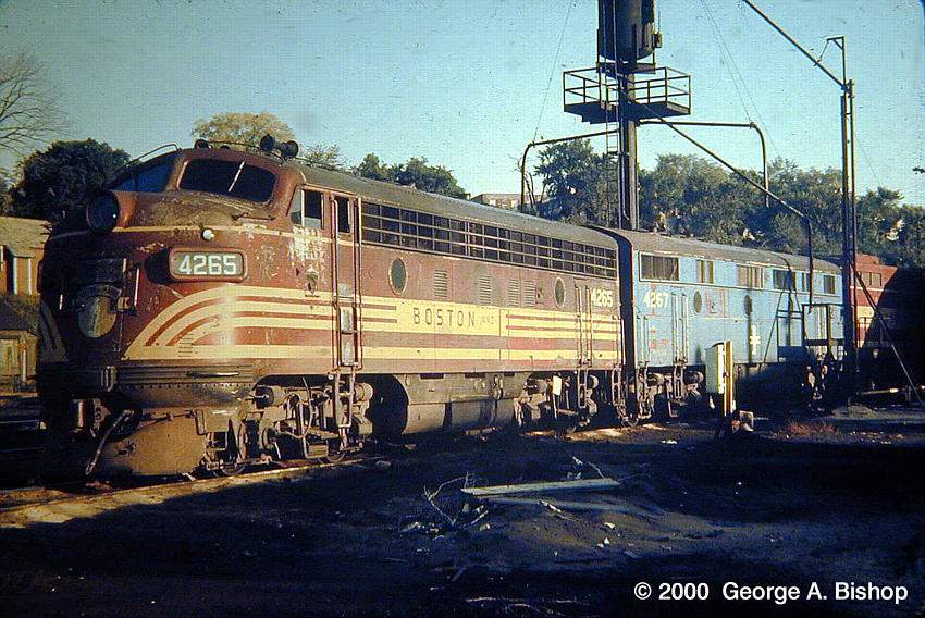 Photo of B&M F7a #4265 at Enginehouse in West Lebanon, NH near White River Jct. in 8/70