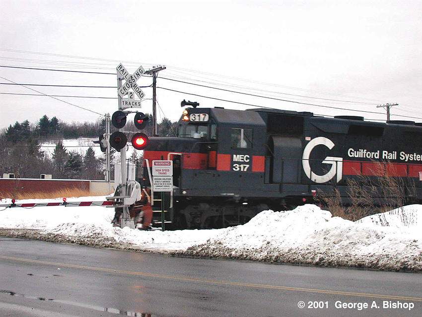 Photo of GRS Train EDLA GP40 #317 leading at the Willows on 1/6/01 by George A. Bishop