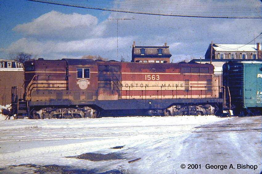 Photo of B&M GP-7 #1563 at Ayer, MA in Dec, 1970 by George A. Bishop