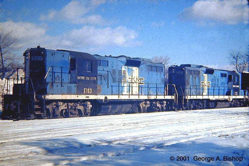 Photo of B&M GP-9 #1703 at Ayer, MA in Dec, 1970 by George A. Bishop