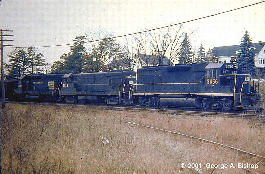 Photo of PC  GP40 #3056 at Ayer, MA on coal train in Nov 1970 by George A. Bishop