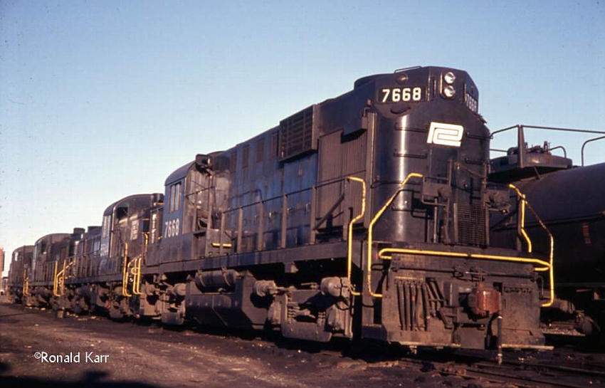 Photo of PC locomotives at Readville, MA, 1971