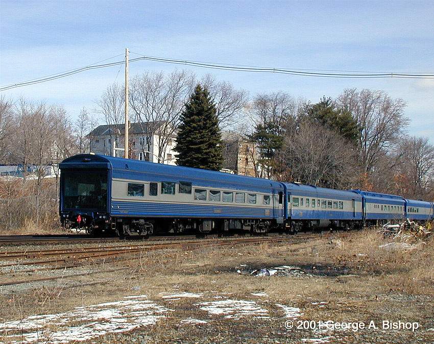 Photo of CSX Business Train at Worcester 3-28-01 by George A. Bishop (WFPT - Consultant)