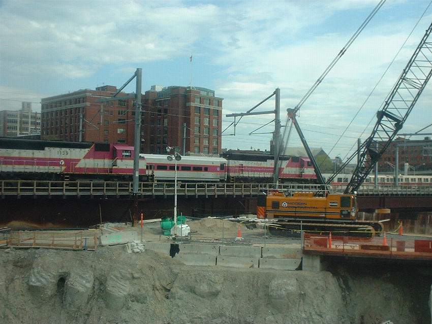 Photo of MBTA 1139 over the Big Dig