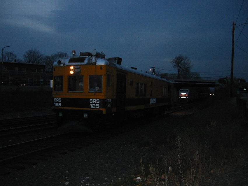 Photo of Sperry Car 125 at Palmer, MA, just as the sun is setting