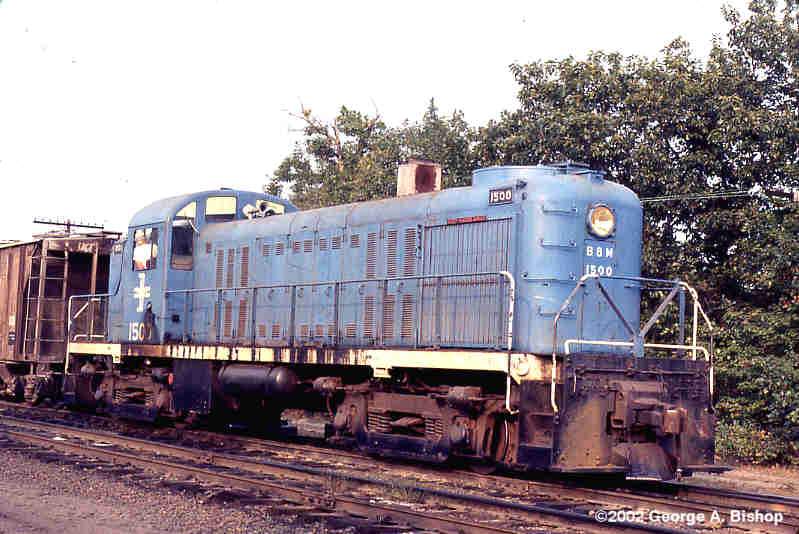 Photo of B&M RS2 #1500 at Fitchburg, MA in Oct, 1970 by George A. Bishop (WFPT)