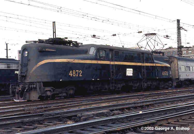 Photo of PC  exPRR GG1 at New Haven, CT in April, 1971 by George A. Bishop (WFPT)