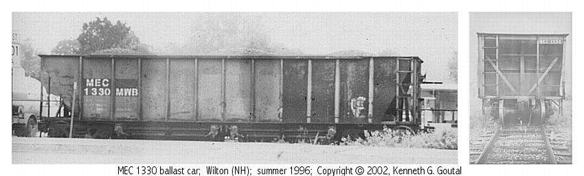 Photo of MEC 1330 ballast car (leased to M+B);  Milford (NH)
