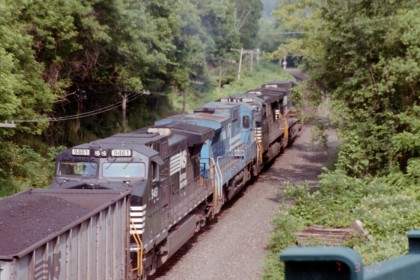 Photo of Mt Tom Bow Coal Train Heading Eastbound by Mass Ave 1of 2 Pics