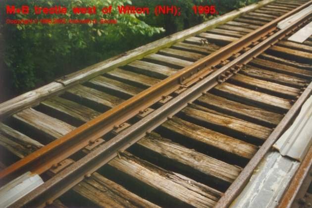 Photo of Timber trestle over road, Wilton (NH), Summer, 1995.
