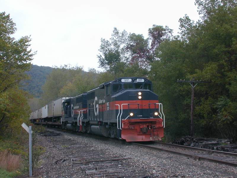 Photo of Guilford Rail System westbound intermodal west  of North Adams, Ma.