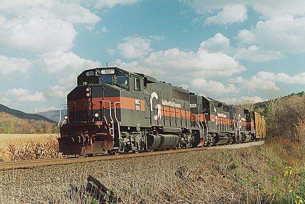 Photo of GP40-2W's #501 & 515 & GP35 #205; EDRJ at N.Petersburg, NY.