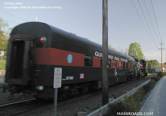 Photo of Guilford business car westbound at Andover.
