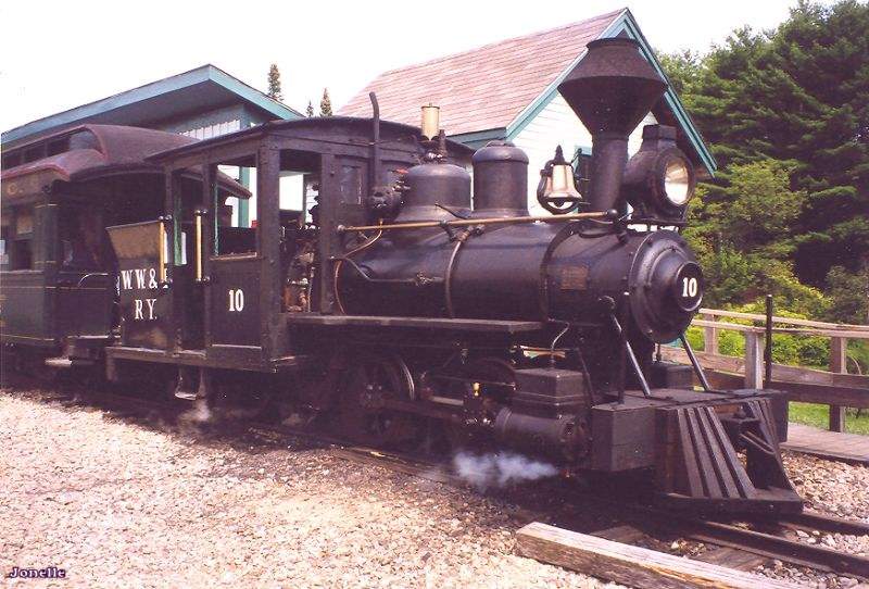 Photo of Wiscassett, Waterville & Farmington ME narrow gauge steam engine