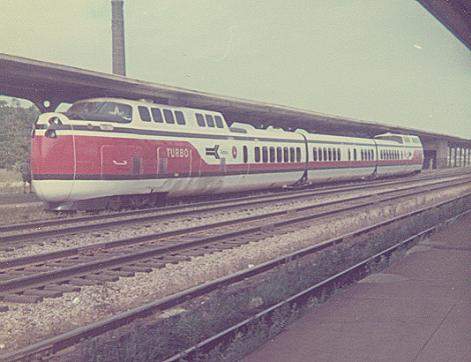 Photo of The Amtrak-DOT Turbo Train Demonstrator at Rochester, NY.