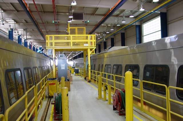 Photo of Acela trainsets in shed