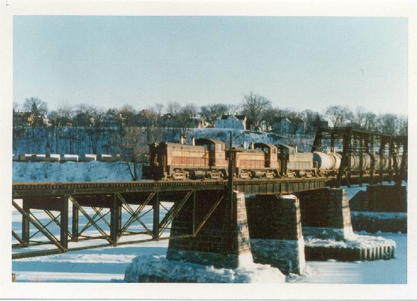 Photo of Maine Central RR - Bucksport Train over the Bangor Brewer Bridge 1975