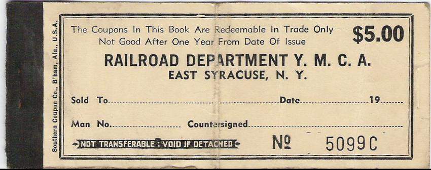 Photo of East Syracuse, NY  YMCA meal ticket book