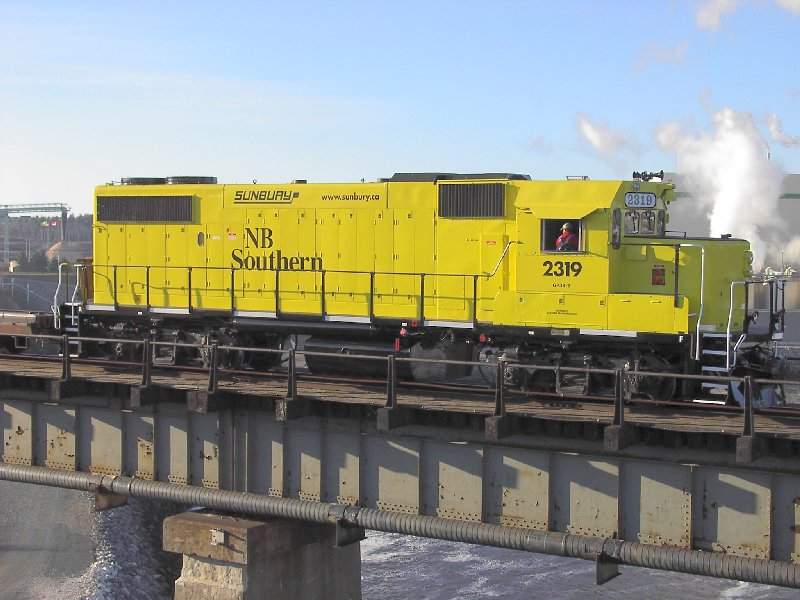 Photo of NB Southern's recently painted GP38-2 #2319 in Sunbury  Transport Colors