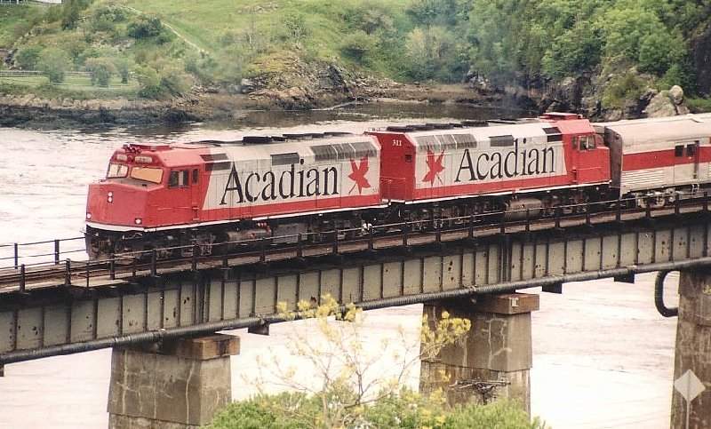 Photo of Acadian Train on the Reversing Falls Bridge, Saint John, N. B.