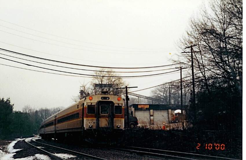 Photo of Rear of MBTA Train #455 just west of Brandeis/Roberts station