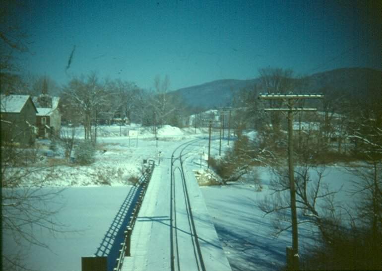 Photo of NY NH & H RR Tracks over the Housy River in 1951 at Lenox Dale, MA