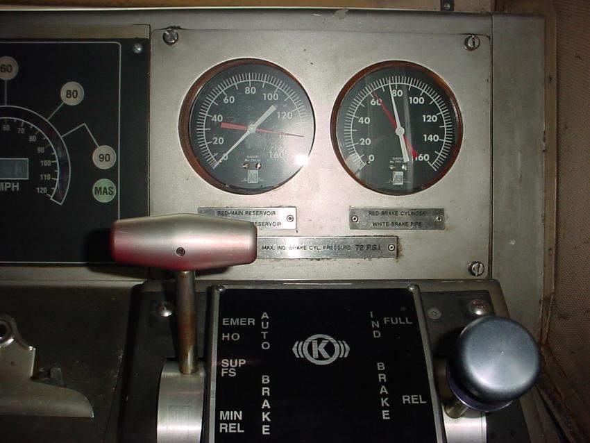 Photo of MBTA GP40MC Brake Handles/Air Brake Gauge