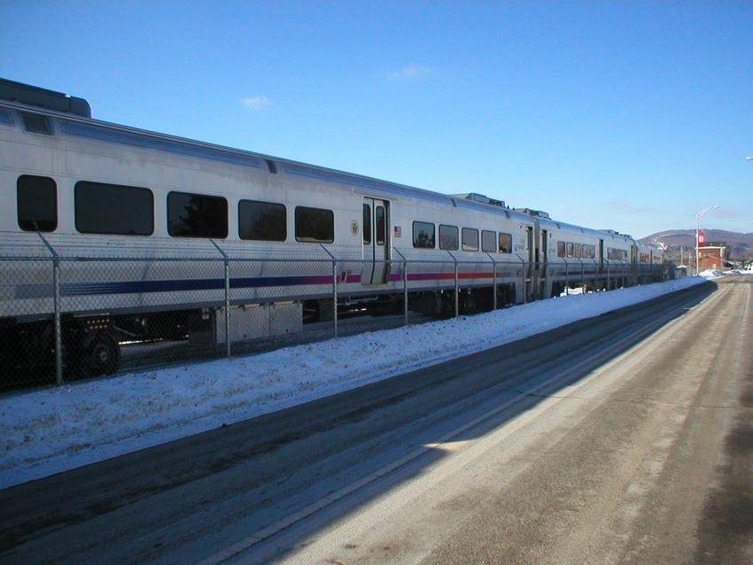 Photo of string of brand new Comet V's sitting at the ready track in Hornell