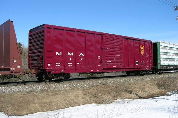 Photo of MMA box car westbound on the CN's Pelletier Sub