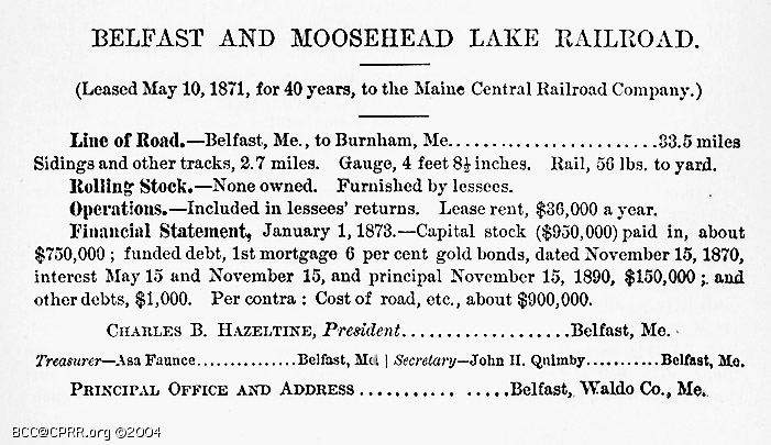 Photo of B&MLRR entry in HV Poor's Manual of Railroads, 1872
