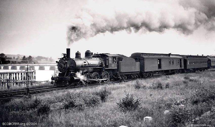 Photo of BML#61 pulling the morning passenger run out of Belfast.  1947