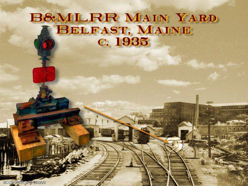 Photo of The B&MLRR's main yard in Belfast, ME. c1935
