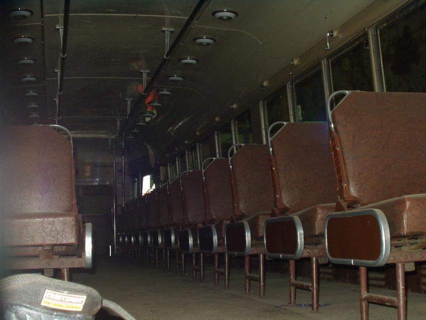 Photo of interior of a trolley that i think is in the shop, 451