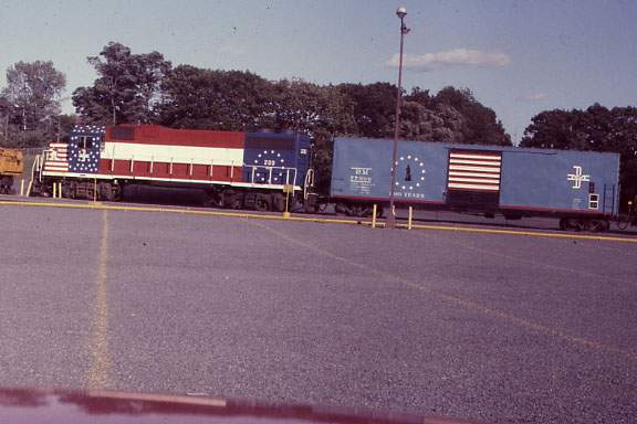 Photo of Boston & Maine Engine 200 in Bicentennial Paint Scheme