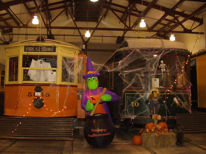 Photo of #'s 5645 and 10 decorating for the annual holloween festival