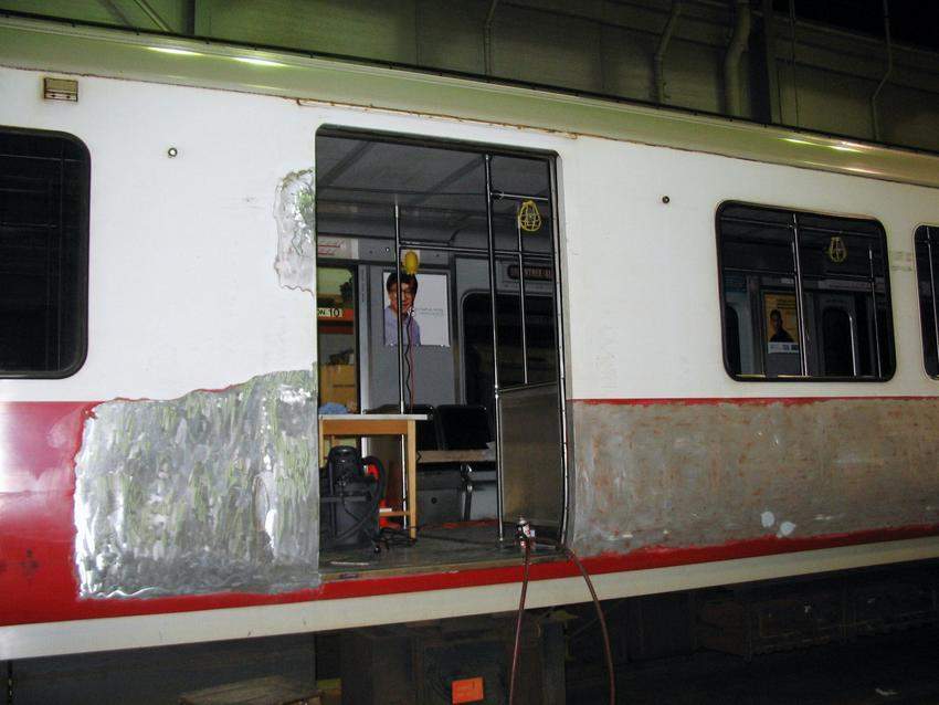 Photo of A damaged  Red Line Car.