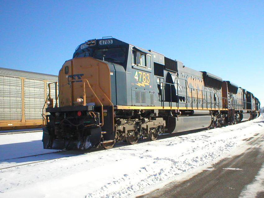 Photo of CSX SD70M and sister await assignment in West Springfield yard
