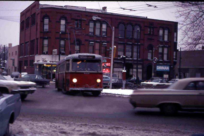 Photo of Trolley Bus on the rotary @ Watertown Sq 12_1970 (2)