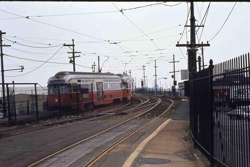 Photo of Two car train coming into Lechmere  9_1968  2