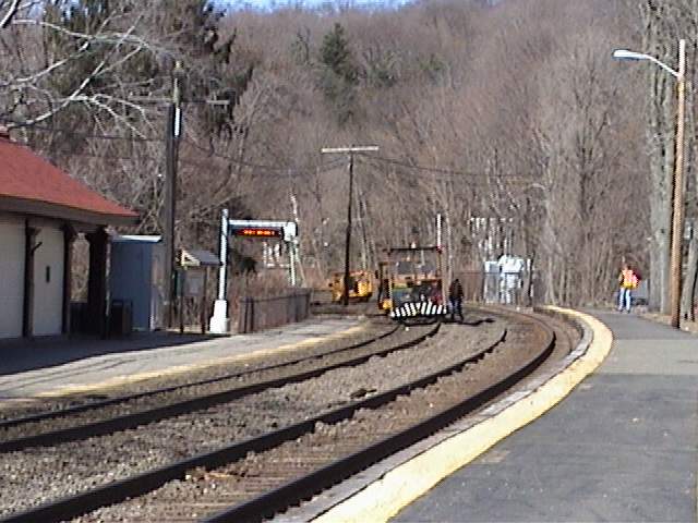 Photo of MOW at Belmont, MA.  Heading westbound