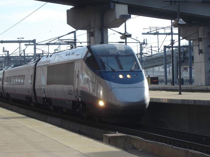 Photo of Amtrak Acela Express into Boston