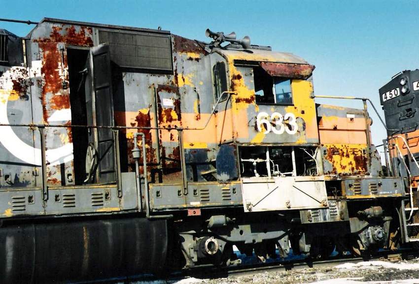 Photo of A closeup of the cab of ST #633 in the Waterville Deadlines