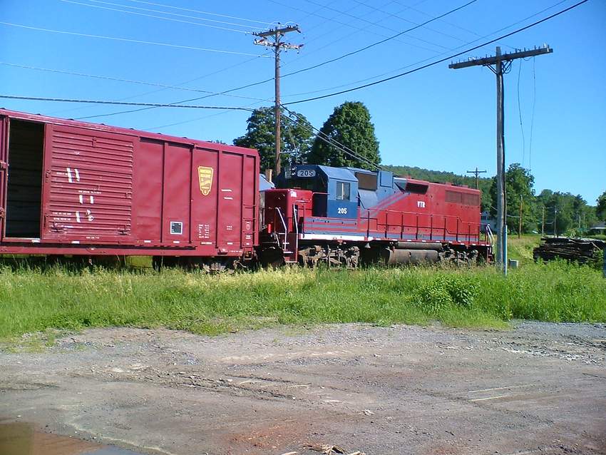 Photo of Northbound Washington County Railroad train at Ely, Vt